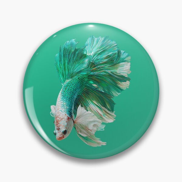 Item preview, Seafoam Green White Betta Siamese Fighting Fish with Butterfly Pattern Fins designed and sold by meganohm.