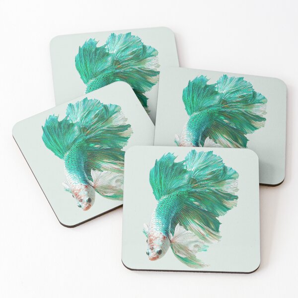 Item preview, Seafoam Green White Betta Siamese Fighting Fish with Butterfly Pattern Fins designed and sold by meganohm.