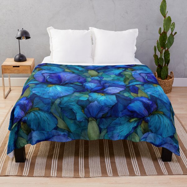 Item preview, Blue Iris Floral Seamless Pattern in Ink Wash Watercolor Botanical Garden Design designed and sold by dawnleblanc55.