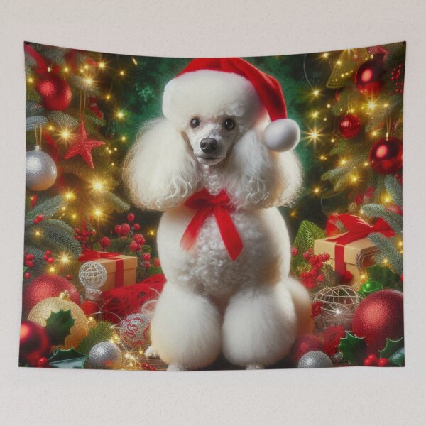 Item preview, Festive White Poodle with Christmas Decorations designed and sold by Wags & Tails.