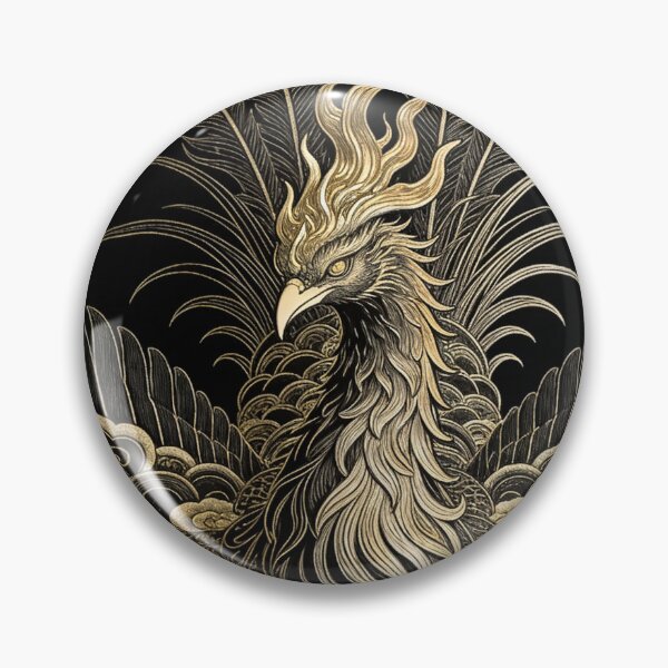 Item preview, Divine Golden Phoenix Portrait with Auspicious Clouds designed and sold by zzz888.