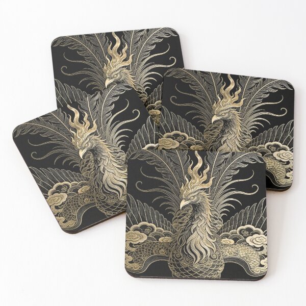 Item preview, Divine Golden Phoenix Portrait with Auspicious Clouds designed and sold by zzz888.