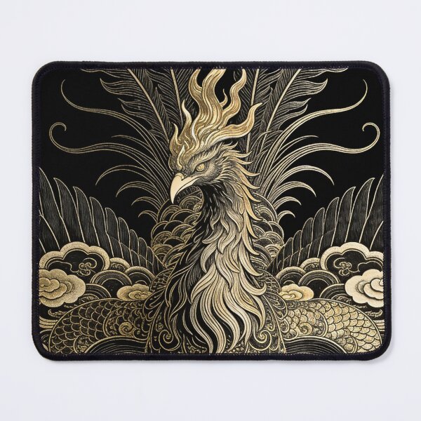 Item preview, Divine Golden Phoenix Portrait with Auspicious Clouds designed and sold by zzz888.