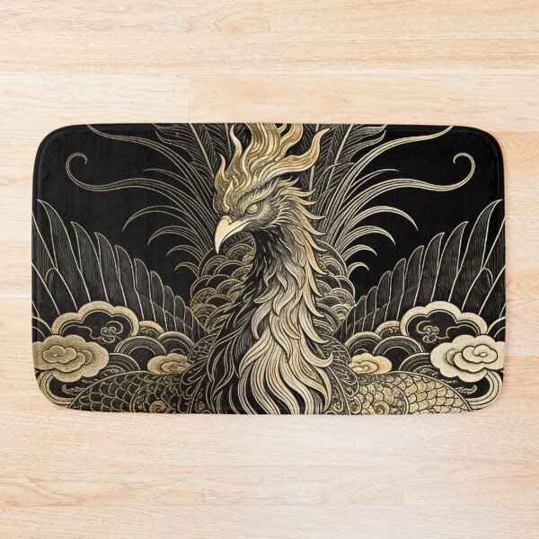 Item preview, Divine Golden Phoenix Portrait with Auspicious Clouds designed and sold by zzz888.