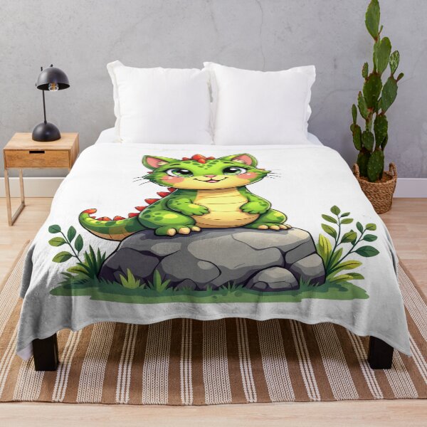 Item preview, cat dino Chubby Green Dino Cat Cute Fantasy Illustration designed and sold by Uglyandcute.