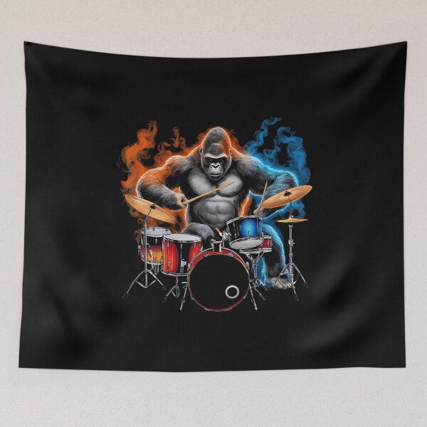 Item preview, Gorilla Drumming Gorilla Playing Drums Drummer designed and sold by BrandyMartha.