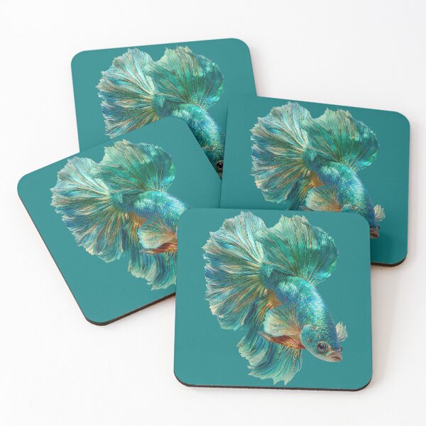 Item preview, Teal Rainbow Betta Siamese Fighting Fish with Vibrant Multicolor Fins Halfmoon Veiltail designed and sold by meganohm.