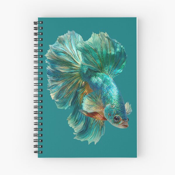 Item preview, Teal Rainbow Betta Siamese Fighting Fish with Vibrant Multicolor Fins Halfmoon Veiltail designed and sold by meganohm.