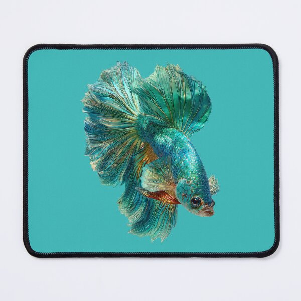 Item preview, Teal Rainbow Betta Siamese Fighting Fish with Vibrant Multicolor Fins Halfmoon Veiltail designed and sold by meganohm.