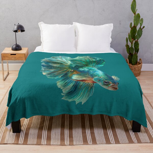 Item preview, Teal Rainbow Betta Siamese Fighting Fish with Vibrant Multicolor Fins Halfmoon Veiltail designed and sold by meganohm.