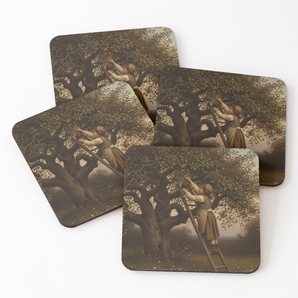 Item preview, Serie countryside 3/3 - Classic Art Girl Picking Apples Rural Scene designed and sold by KiwiRider.