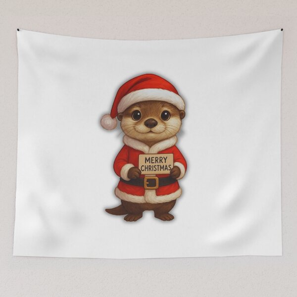 Item preview, Kawaii Otter in Santa Suit – Cute Christmas Character Art designed and sold by Otterly Cute.