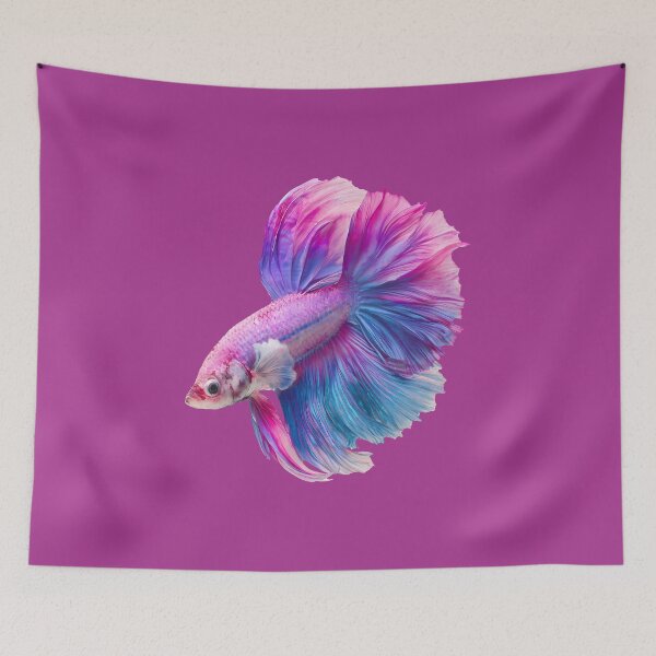 Item preview, Pink & Blue Pastel Marble Halfmoon Betta Cotton Candy Betta Siamese Fighting Fish designed and sold by meganohm.