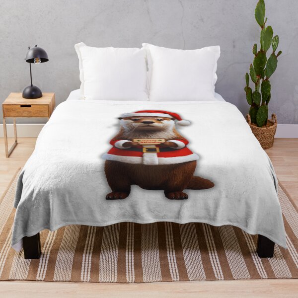 Item preview, Festive Otter Dressed as Santa – Cute Xmas Art for Gifts designed and sold by Otterly Cute.
