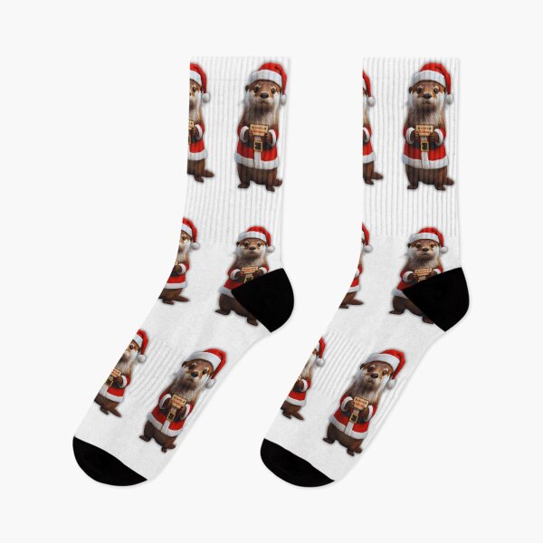 Item preview, Festive Otter Dressed as Santa – Cute Xmas Art for Gifts designed and sold by Otterly Cute.