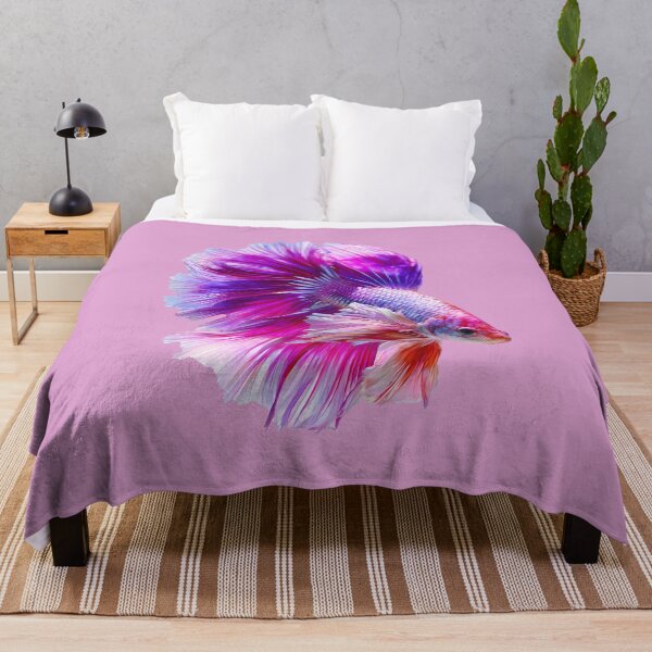 Item preview, Electric Rose Betta Siamese Fighting Fish with Bright Pink and Violet Fins Rosetail Halfmoon with Lavender designed and sold by meganohm.