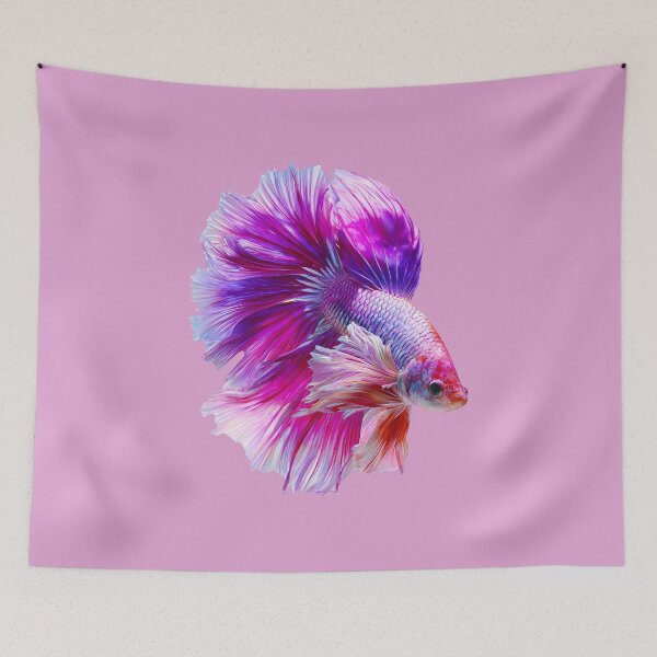 Item preview, Electric Rose Betta Siamese Fighting Fish with Bright Pink and Violet Fins Rosetail Halfmoon with Lavender designed and sold by meganohm.