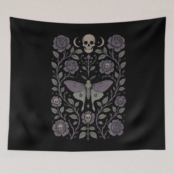 Item preview, Gothic Garden Dark Akademia Floral Skull Moth designed and sold by JacquelineEnri.