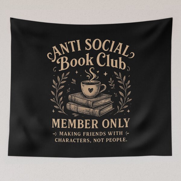 Artikelvorschau, Introvertierter Leseclub, Kaffeehaus, Bücherstapel, Antisozialer Humor entworfen und verkauft von FloraVenita.