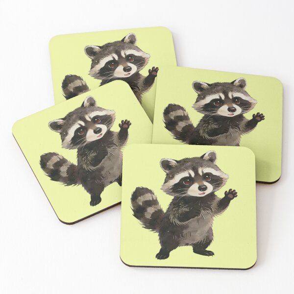 Item preview, Cute Watercolor Raccoon Waving Art Print | Whimsical Forest Animal | Boho Kawaii Trash Panda Design designed and sold by Cherrydora.