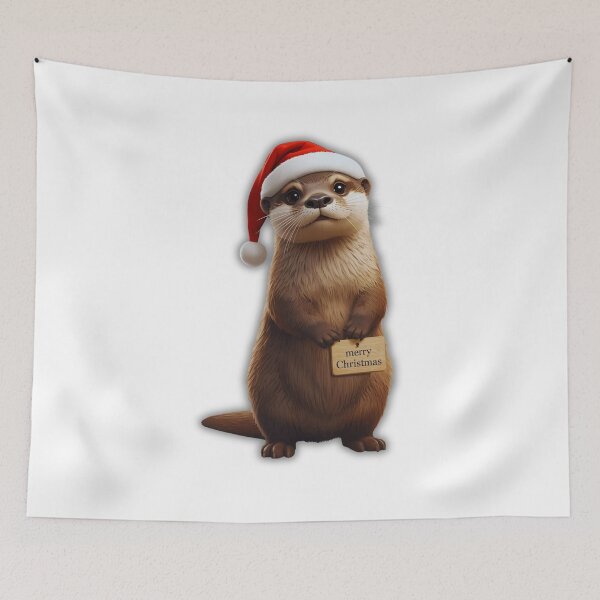 Item preview, Merry Christmas Otter Art – Cute Santa Outfit Animal Design designed and sold by Otterly Cute.
