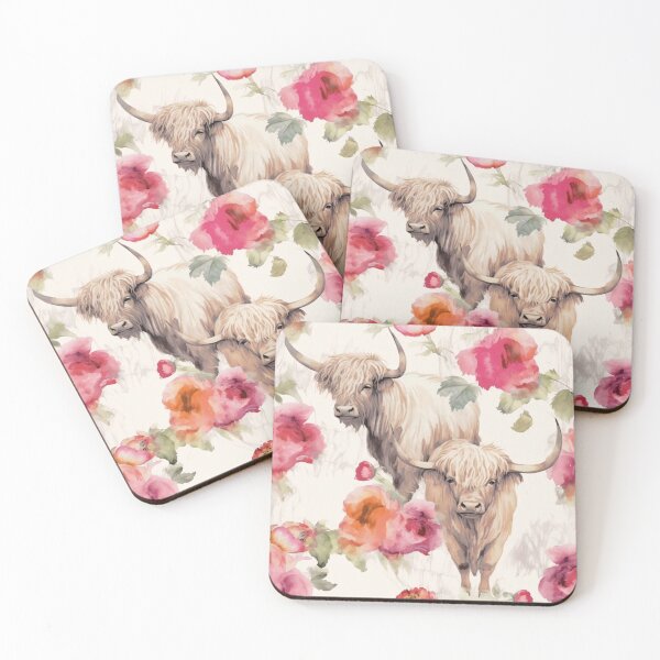 Item preview, Beautiful Floral Highland Cows Design designed and sold by Embers & Incense Co..