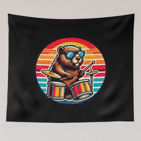 Item preview, Retro Beaver Drummer Rock Band Musician designed and sold by CarmelaConstan.