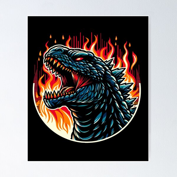 Item preview, Roaring Dragon Head Surrounded by Flames designed and sold by beast-net.