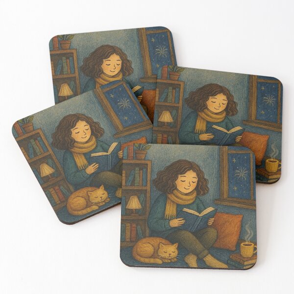 Item preview, Cozy Festive Night In With Cat And Book designed and sold by Still Breathing Studio.