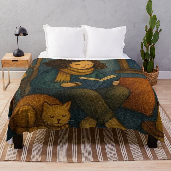 Item preview, Cozy Festive Night In With Cat And Book designed and sold by Still Breathing Studio.