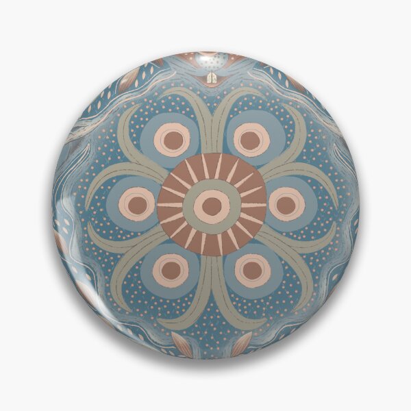 Item preview, Hare Field Blues – Dusty Blue x Mocha Mousse Mandala Pattern • Boho Folk Art designed and sold by Jo Lenz Art Studio.