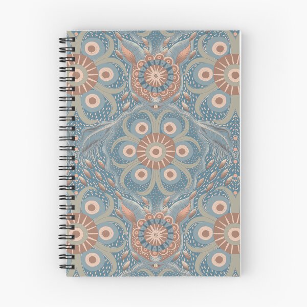 Item preview, Hare Field Blues – Dusty Blue x Mocha Mousse Mandala Pattern • Boho Folk Art designed and sold by Jo Lenz Art Studio.