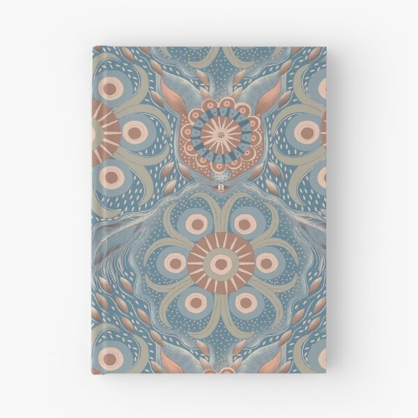 Item preview, Hare Field Blues – Dusty Blue x Mocha Mousse Mandala Pattern • Boho Folk Art designed and sold by Jo Lenz Art Studio.