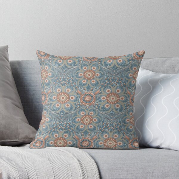 Item preview, Hare Field Blues – Dusty Blue x Mocha Mousse Mandala Pattern • Boho Folk Art designed and sold by Jo Lenz Art Studio.