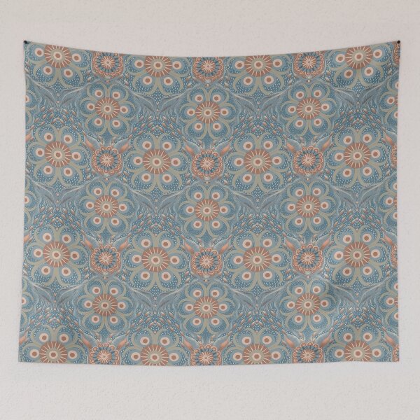 Item preview, Hare Field Blues – Dusty Blue x Mocha Mousse Mandala Pattern • Boho Folk Art designed and sold by Jo Lenz Art Studio.
