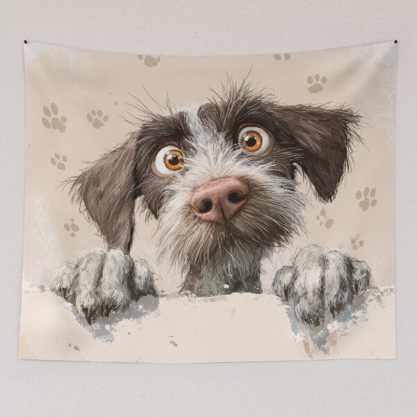 Item preview, Slovakian Rough Haired Pointer Peeking over Wall 01 designed and sold by Elisabeth Lucas.