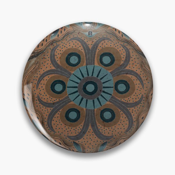 Item preview, Hare Field Blues – Slate Teal & Caramel Brown Boho Mandala Pattern designed and sold by Jo Lenz Art Studio.