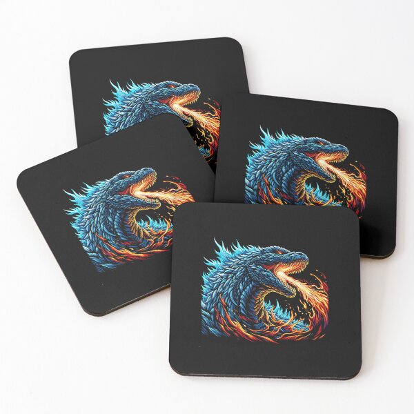 Item preview, Intense Blue Dragon Breathing Fire Illustration designed and sold by beast-net.
