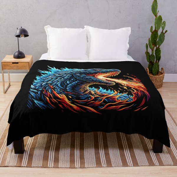 Item preview, Intense Blue Dragon Breathing Fire Illustration designed and sold by beast-net.