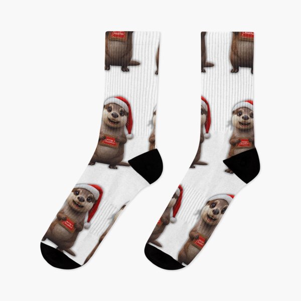 Item preview, Christmas Otter Character in Santa Costume – Adorable Holiday Art designed and sold by Otterly Cute.