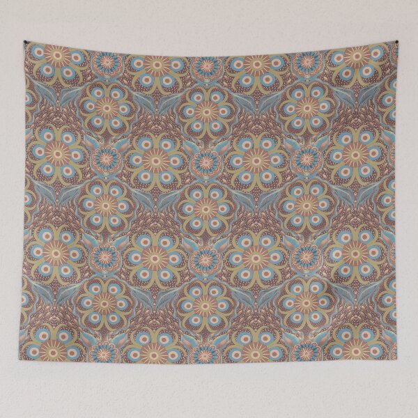 Item preview, Hare Field Blues – Mocha Mousse + Sage Olive Mandala Pattern • Boho Folk Art designed and sold by Jo Lenz Art Studio.