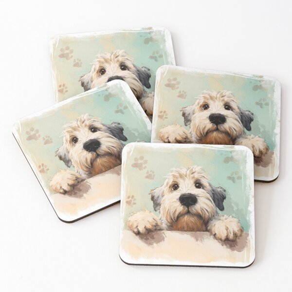 Item preview, Soft Coated Wheaten Terrier Peeking over Wall 01 designed and sold by Elisabeth Lucas.