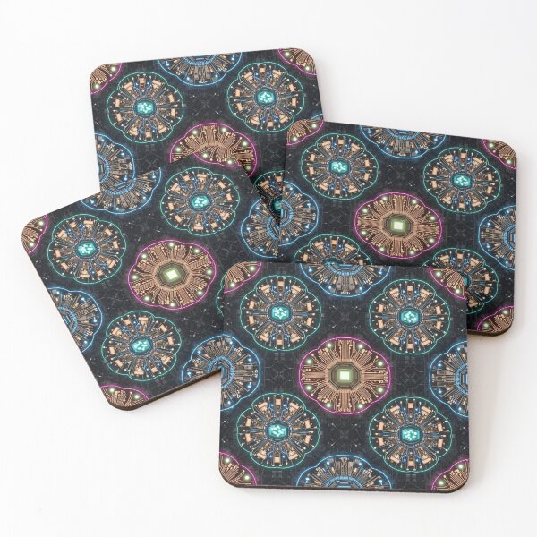 Item preview, Neon Circuit Mandalas designed and sold by Kaleidoscope Print.