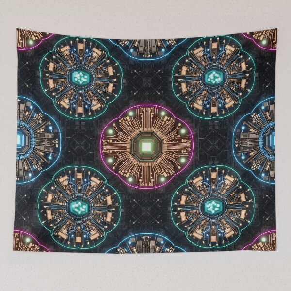 Item preview, Neon Circuit Mandalas designed and sold by Kaleidoscope Print.