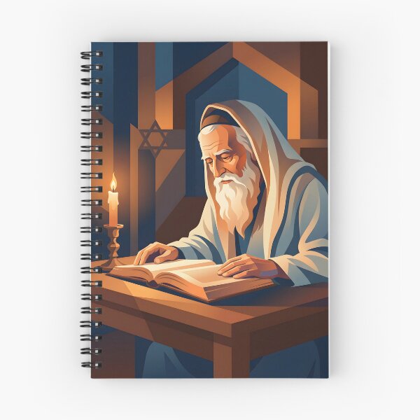 Item preview, Jewish Torah Study Art – Rabbi Reading Scripture Candlelight Judaica Poster designed and sold by AbstractAuraArt.