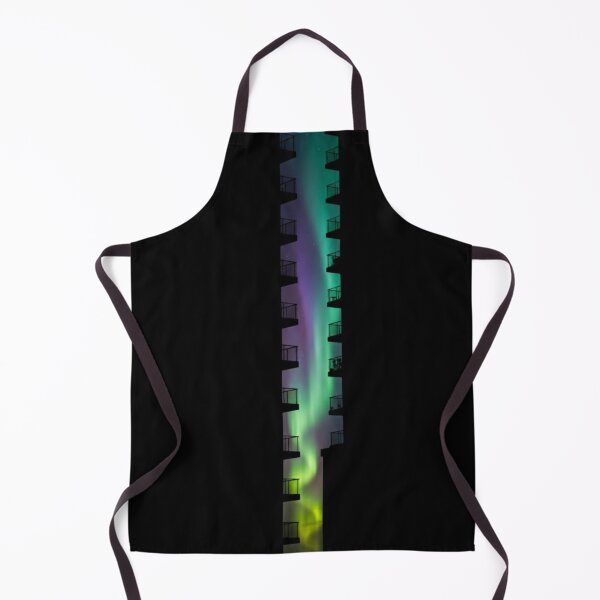 Item preview, Aurora Borealis City View Magical Night Sky Purple Green Northern Lights Balcony Apartment Aesthetic Photography designed and sold by HimBoo.