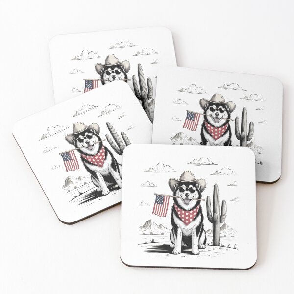 Item preview, 4th of July Patriotic Alaska  Cowboy Dog USA Flag designed and sold by catsdothingz.