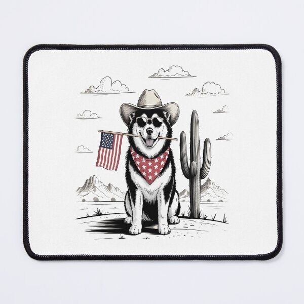Item preview, 4th of July Patriotic Alaska  Cowboy Dog USA Flag designed and sold by catsdothingz.