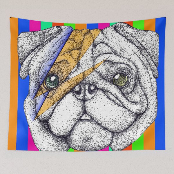 Item preview, Neon Lightning Pug Portrait designed and sold by Flower Magic .