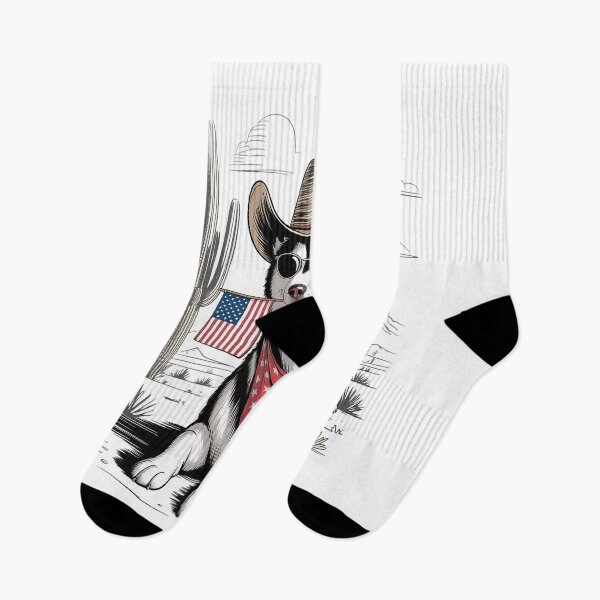 Item preview, 4th of July Patriotic Husky Siberian Cowboy Dog USA Flag designed and sold by catsdothingz.